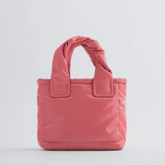 Zara Handbags - NEW WITH TAG ADORABLE ZARA Puffy Pink Mini Quilted Tote Crossbody Purse
